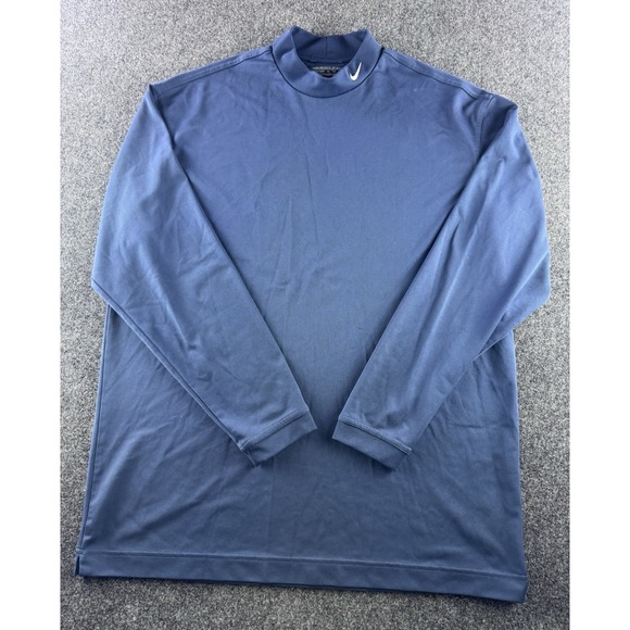 Nike Golf Dri Fit Long Sleeve Mock Neck Shirts XL Blue Black 2 Lot - Picture 9 of 15
